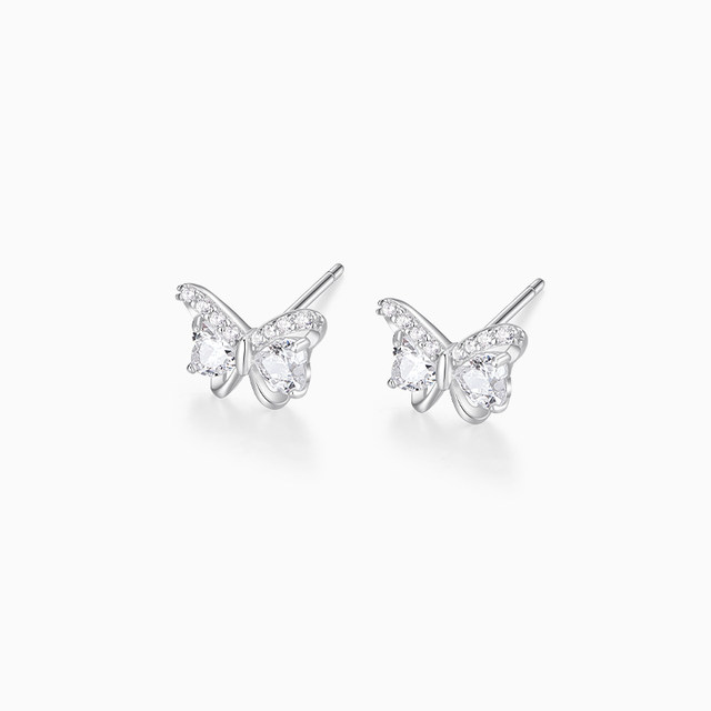 
Cardiro Heart-moving Butterfly Dancing Earrings 925 White Earrings Women's Temperament High-end Female Ear Piercing Birthday Gifts for Girlfriends