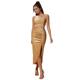 European and American Middle East Speed ​​Golden Shoulder sleeveless folds, high waist split wine club night dress mid -long skirt dress
