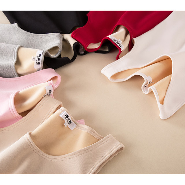 Winter thickened plus velvet and warm vest female size in the large size of the top of the clothes to prevent cold, the body, tight -fitting virtue cotton underwear suspender
