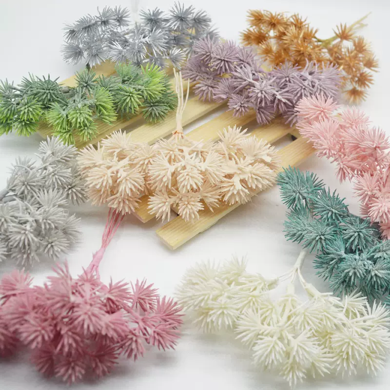 塑料假花多肉植物婚庆美人松白霜头饰diy材料创意装饰松枝 塑料假花多肉植物婚庆美人松白霜头饰diy材料创意装饰松枝