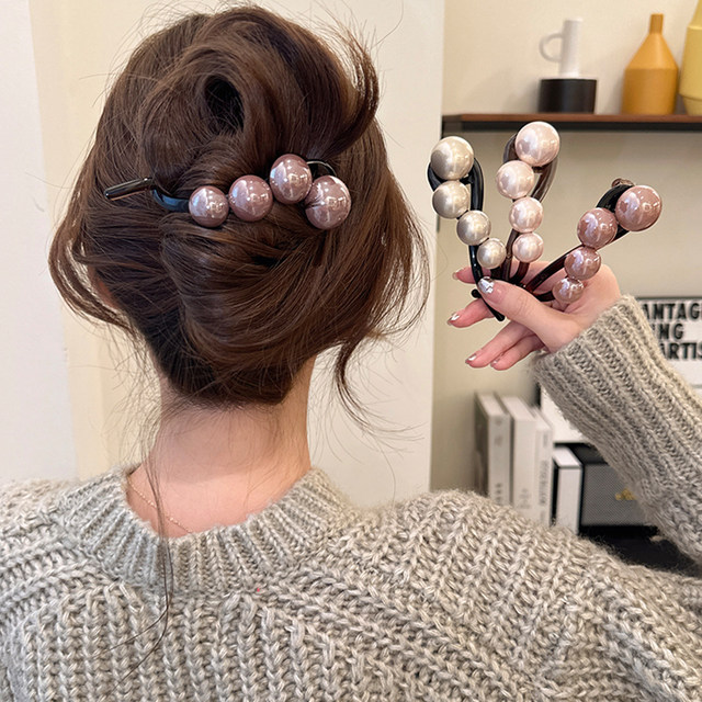 Simple temperament pearl hair clip for women's back of head high-end feeling, one-twined clip, large-size hair clip, 2025 new model