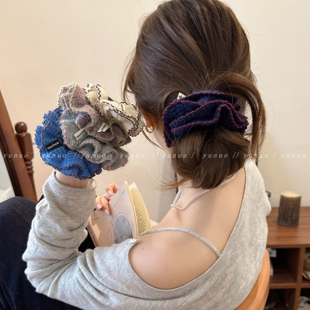 So soft and waxy to the point of foul~Autumn and winter knitted large intestine hair tie for women with ponytail head rope 2025 new high-end hair rope rubber band