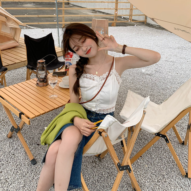 Small suspender vest for women in the summer new large size fat girl with outer design French lace base top