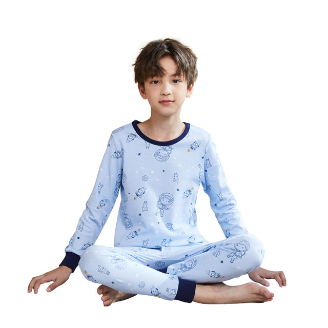 Catman Boys Autumn Clothes Autumn Pants Pure Cotton Children's Cotton Youth Underwear Set Older Children's Spring and Autumn Cotton Sweaters