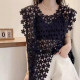 Fashionable and fashionable hollow sleeveless lace shirt for women 2025 summer layered blouse and vest top