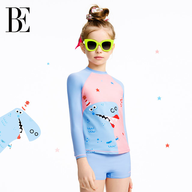 BE van der Ann children's split swimsuit girl cartoon girl baby long sleeve sun protection vacation swimsuit swimsuit
