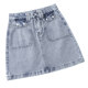 New autumn and winter hip-covered high-waist denim skirt for women with slim fit and slim pocket A-line work dress skirt versatile