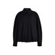 
AUM 2025 autumn new loose black jacket with shirt collar and wavy hem