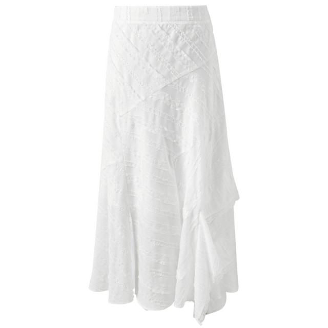 Three Color 2025 Summer New White Moonlight Skirt Lace Spliced ​​A-line Skirt Romantic Long Skirt M