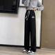 High school junior high school student girl's extended version pants tall autumn and winter plus velvet loose straight sports casual sweatpants