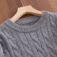 Round neck solid color twist lazy style embroidered sweater 2025 autumn and winter new Korean style sweater women's top