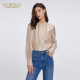 Scofield Women's Elegant French Ruffle Chiffon Shirt Temperament Shirt Long Sleeve Top Spring Top