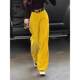 Retro yellow corduroy pants for women in autumn 2025 new American retro high waist draped straight wide-leg pants trendy