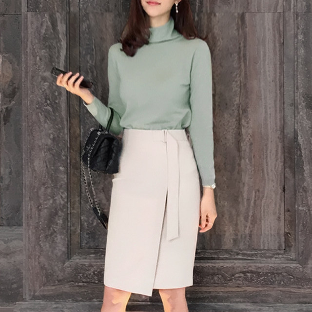 hip-covered skirt women's suit skirt 2025 spring and autumn half-body professional skirt commuting medium length slim and slit medium skirt