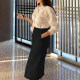 Gray half-pack skirt women's double pocket spring and autumn high-waist hip skirt commuting solid color suit skirt slimming mid-length style