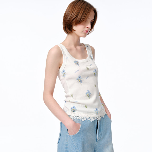 XIAOLI Xiaoli Fashion New White Blue Floral Sports Knitted Vest CHENSHOP Designer Buyer Store