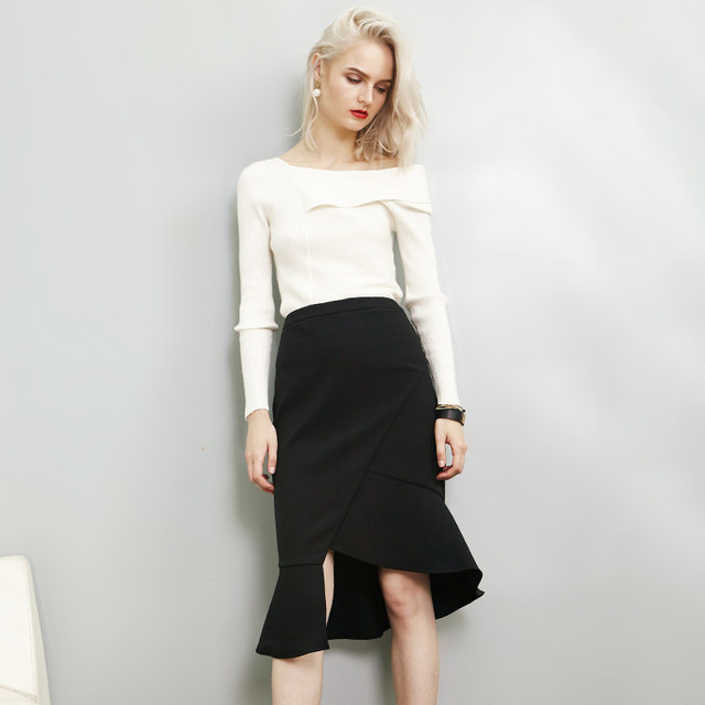 New York Story Women's Fashion New Trendy Ruffled Fishtail Hip Skirt Spliced ​​Irregular Short Skirt