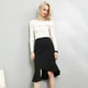 New York Story Women's Fashion New Trendy Ruffled Fishtail Hip Skirt Spliced ​​Irregular Short Skirt