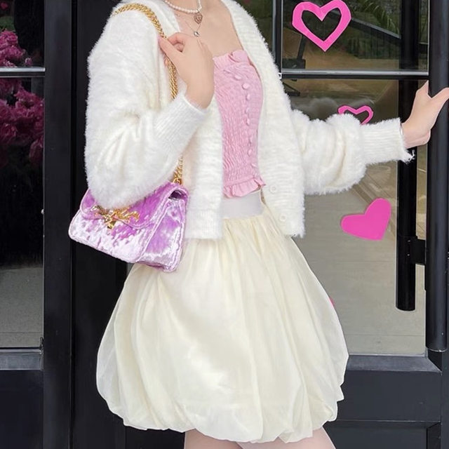 Large size fat mm gentle and sweet style new style flower bud mesh skirt for women in summer high waist slim A-line skirt short skirt