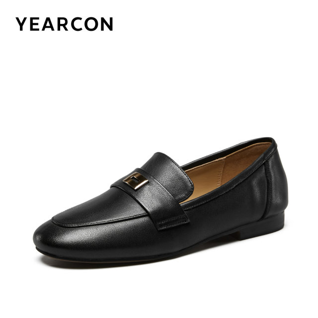 Yierkang women's shoes spring and autumn genuine leather loafers flat leather shoes French lazy shoes low heel single shoes