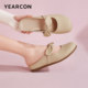 Yierkang women's shoes spring and summer genuine leather half-slippers flat mules lazy sandals wear bow shoes