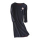Putting on both sides of a round neck plug -in shoulder, seven -point sleeve wool knit dress, free chest flower spring autumn mid -length skirt tide