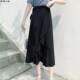 2023 Spring and Summer New Plaid Skirt Women's A-line One-Slice Lace-Wrapped Skirt Irregular Fishtail Mid-Long Skirt