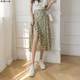 Laceted fishtail skirt long skirt in summer bag hip skirt high -waisted ruffled floral chiffon, one -piece skirt children
