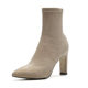 Pointed toe high-heeled short boots for women 2025 autumn and winter new black suede socks boots nude boots thick heel elastic slim boots