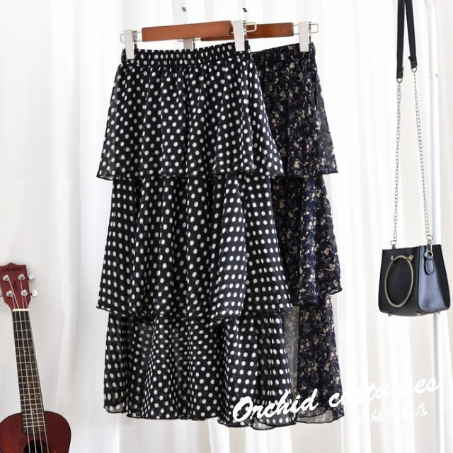 Clearance of pleated mesh chiffon skirt for loss autumn and winter women's mid-length gauze skirt long long skirt super fairy skirt trendy