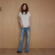 CLOUD WILD White Cloud Wild Border Lazy Casual Style Thin Line Top Half Sleeve Loose Pocket T-shirt Women

