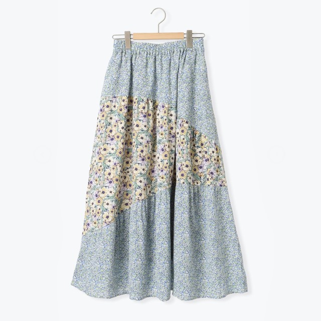 SM2 sweet small fresh floral handle elastic waist forest style small fresh large A-line long skirt with pocket women's clothing
