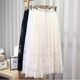 2024 new spring and summer hollow hook lace skirt fat girl versatile high waist slim fit slim long skirt
