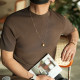 Autumn American retro high -level high -level semi -high -necked short -sleeved knit sweater male solid color temperament half -sleeved wild sweater
