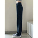 Black straight jeans female autumn and winter plus chubby sister mm pear -shaped figure high waist loose, thin leg trousers