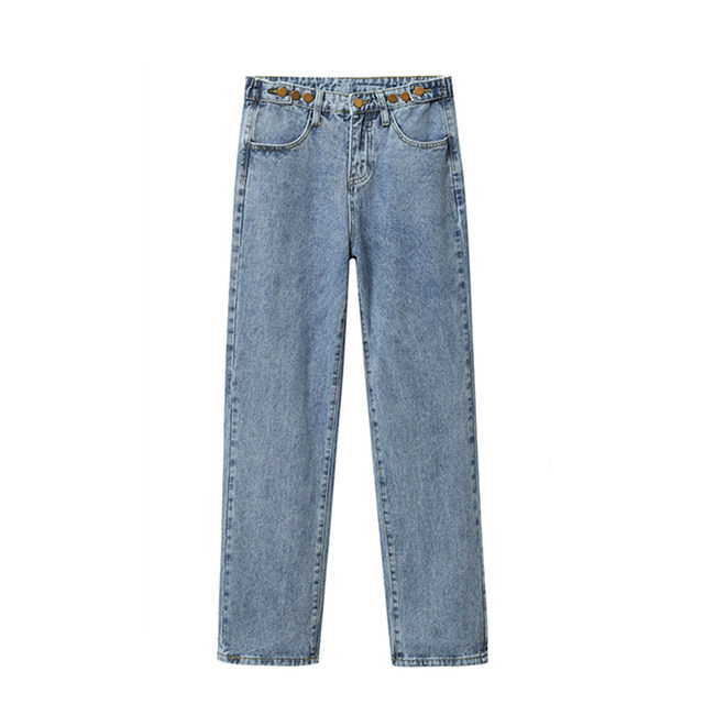 Large size straight jeans for women, autumn fat sister, mm high waist loose slim wide-leg pants, salt cool girl outfit slightly fat