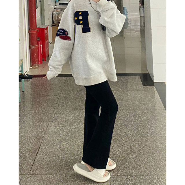 Large size black bootcut jeans for women in autumn and winter plus velvet for fat girls mm high waist elastic slimming pear-shaped body pants