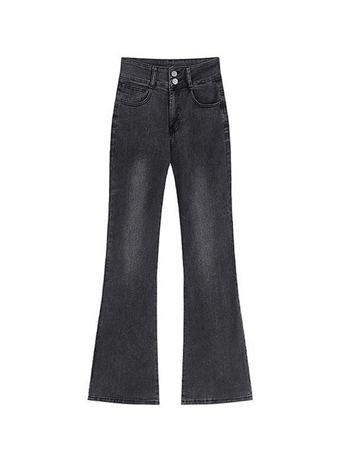 Retro bootcut jeans for women 2025 autumn and winter new fat sister mm high waist elastic slimming hip covering horseshoe pants