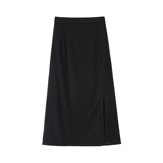 Pear-shaped skirt for fat girls in autumn and winter, mm high waist, slim and drapey slit, a-line skirt, mid-length skirt