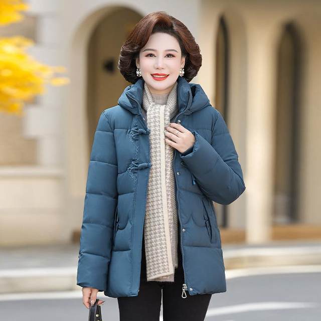 New winter down jacket for middle-aged and elderly people, mother's thickened cotton jacket, warm mid-length grandma's cotton-padded jacket