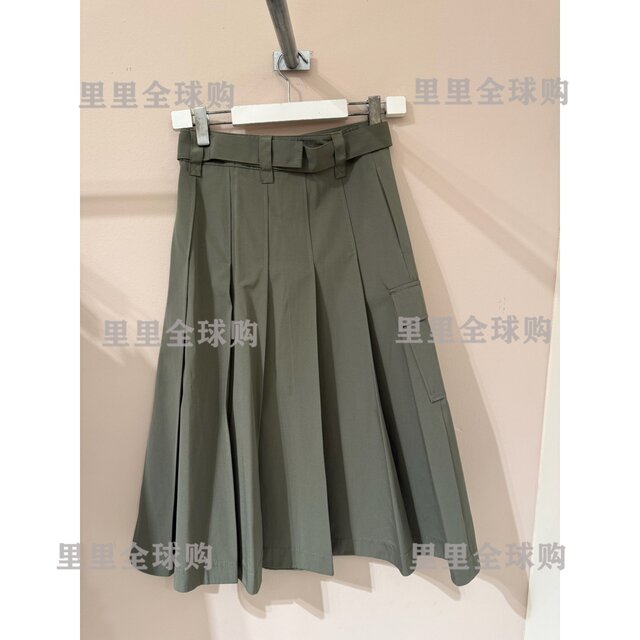 MAXCO Italian Purchase 2025 Spring and Summer Commuter Solid Color Pleated Pocket Skirt EGEO