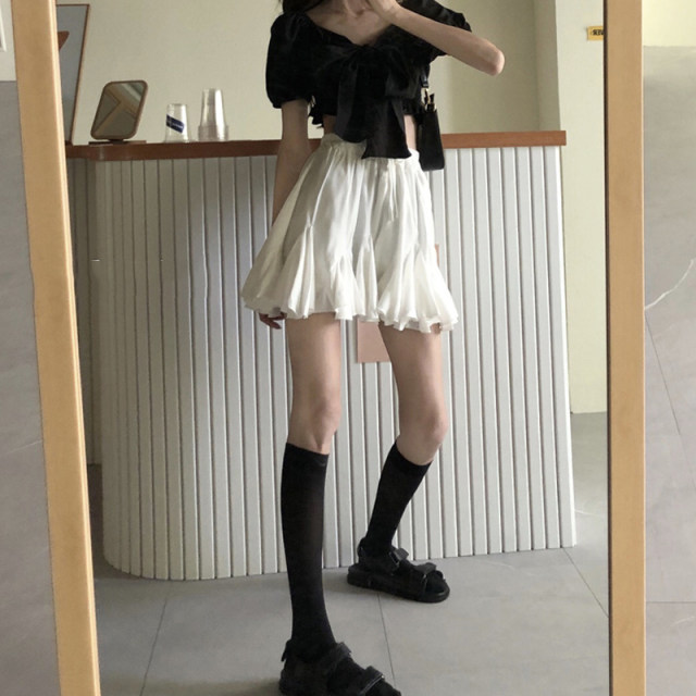 pleated ruffled skirt for women in summer 2021 new large size fashionable versatile short skirt high waist slim skirt trendy
