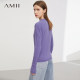 AMII semi -high -necked wool blending sweater 2024 autumn new slim top jacket cover finger texture sensory sweater
