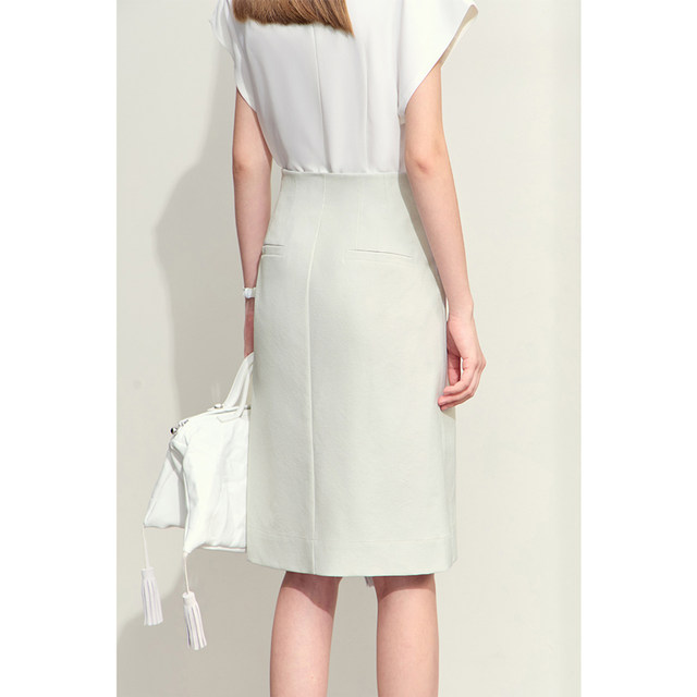 Amii2024 new summer style commuting asymmetric pleated skirt women's rose scent suit skirt little black skirt