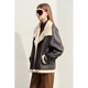 AMII2024 Winter new old money breeze lapel the contrasting environmentally friendly fur woman handmade skin buckle loose jacket

