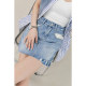 Hot girl style, asymmetric contrasting colors, hip-covered high-waist denim skirt for women, summer 2025 new design short skirt