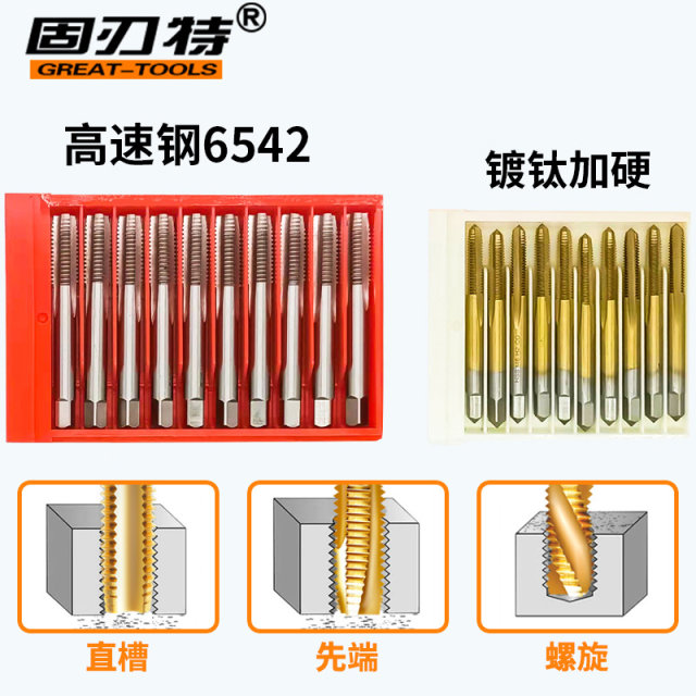 Hard blade special box 6542 high-speed steel straight groove machine with tap titanium plated plus hard wire tap fine tooth thread M3-30