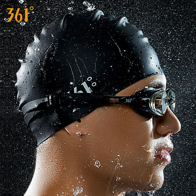 361 Swimming Cap Women's Ear Protection Long Hair Special Oversized Non-Stretching Adult Men's and Children's Waterproof Silicone Swimming Cap