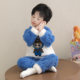 
Boys' Coral Velvet Pajamas Winter Boy's Labubu Home Clothes Warm Suit Children's Baby Thickened Pajamas Winter