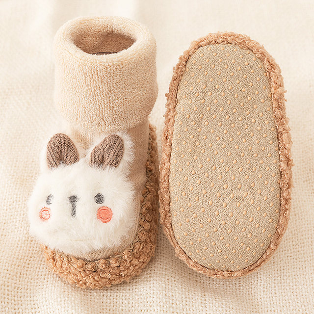 Baby floor socks for autumn and winter toddler plus velvet baby non-slip soft bottom terry insulation newborn toddler shoes and socks before walking